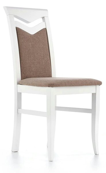 Scaun tapitat Citrone, maro/alb, stofa clasica/lemn de fag, 44X43X96 C