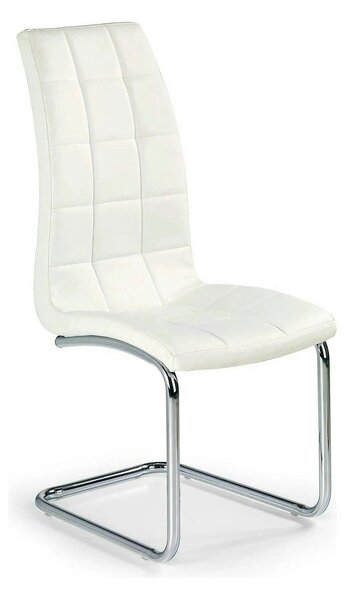Scaun tapitat K147, alb/crom, piele ecologica/metal, 42X55X101 CM