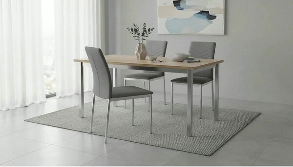 Scaun tapitat K137, gri/crom, piele ecologica/metal, 43X49X92 CM