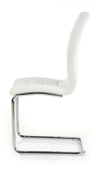 Scaun tapitat K147, alb/crom, piele ecologica/metal, 42X55X101 CM