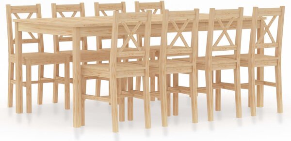 Set mobilier de bucătărie, 9 piese, lemn de pin