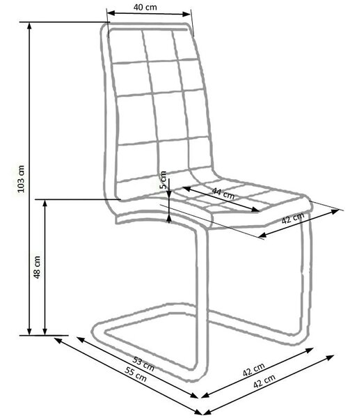 Scaun tapitat K147, alb/crom, piele ecologica/metal, 42X55X101 CM
