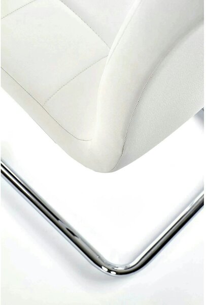 Scaun tapitat K147, alb/crom, piele ecologica/metal, 42X55X101 CM