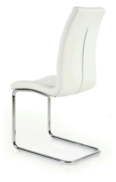 Scaun tapitat K147, alb/crom, piele ecologica/metal, 42X55X101 CM