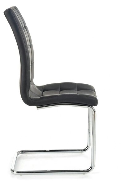 Scaun tapitat K147, negru/crom, piele ecologica/metal, 42X55X101 CM