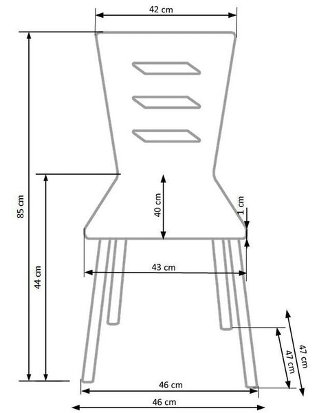 Scaun K155, alb/crom, placaj indoit/metal, 43x47x85 cm