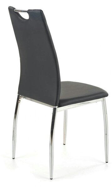 Scaun tapitat K187, negru/crom, piele ecologica/metal, 46x56x97 cm