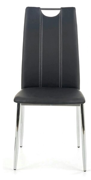 Scaun tapitat K187, negru/crom, piele ecologica/metal, 46x56x97 cm