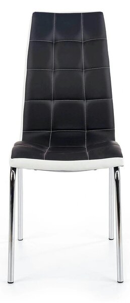 Scaun tapitat K186, negru/alb/crom, piele ecologica/metal, 42X63X100 C
