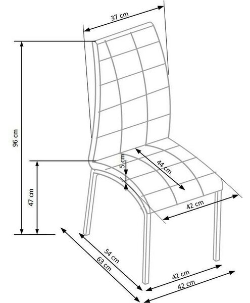 Scaun tapitat K186, negru/alb/crom, piele ecologica/metal, 42X63X100 C