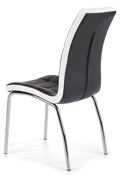 Scaun tapitat K186, negru/alb/crom, piele ecologica/metal, 42X63X100 C