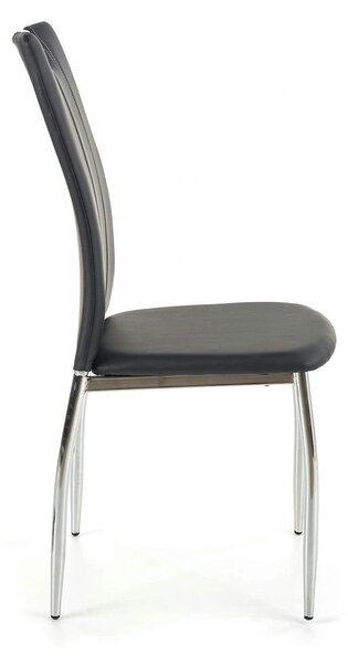 Scaun tapitat K187, negru/crom, piele ecologica/metal, 46x56x97 cm