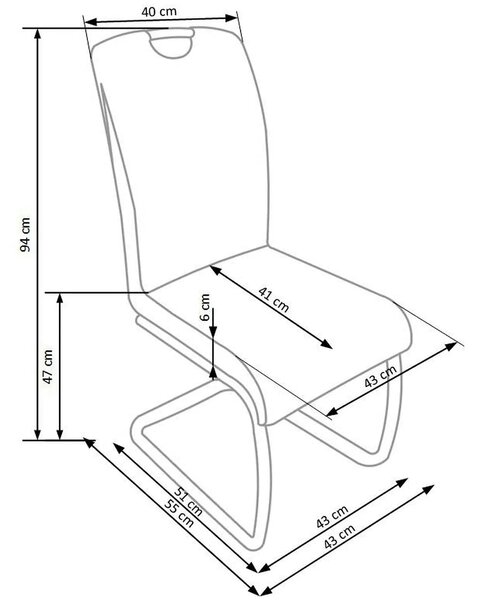 Scaun tapitat K184, maro inchis/crom, piele ecologica/metal, 43X55X94
