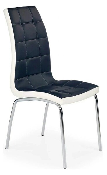 Scaun tapitat K186, negru/alb/crom, piele ecologica/metal, 42X63X100 C