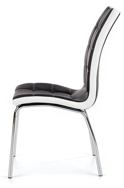 Scaun tapitat K186, negru/alb/crom, piele ecologica/metal, 42X63X100 C