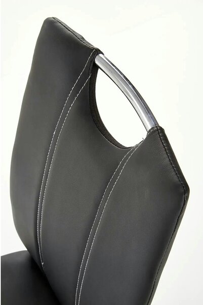 Scaun tapitat K187, negru/crom, piele ecologica/metal, 46x56x97 cm