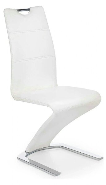 Scaun tapitat K188, alb/crom, piele ecologica/metal, 45X63X101 CM