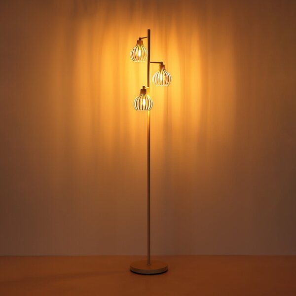 Globo Lampadar Mateo, culoare crem, metal, 161 cm, cu 3 becuri, E27, Bej, Camera de zi / sufragerie, Metal
