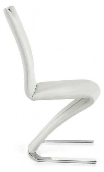 Scaun tapitat K188, alb/crom, piele ecologica/metal, 45X63X101 CM