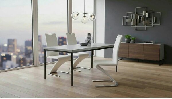 Scaun tapitat K188, alb/crom, piele ecologica/metal, 45X63X101 CM