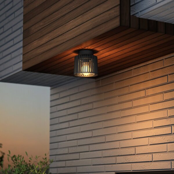 LUTEC Lampă de exterior SHYNE, negru, 16 cm, metal, IP54, E27, reglabil, Negru, Aluminiu, Modern