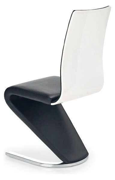 Scaun tapitat K194, negru/alb/crom, piele ecologica/metal, 45X58X99 CM