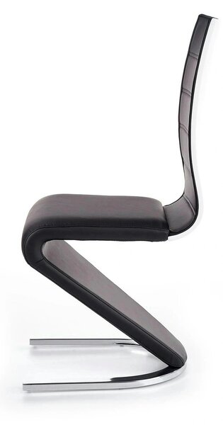 Scaun tapitat K194, negru/alb/crom, piele ecologica/metal, 45X58X99 CM