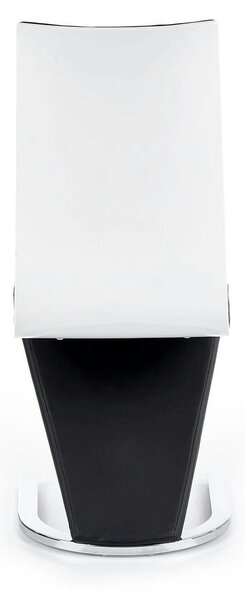 Scaun tapitat K194, negru/alb/crom, piele ecologica/metal, 45X58X99 CM