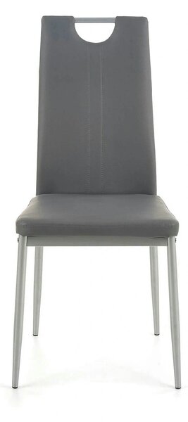Scaun tapitat K202, gri/crom, piele ecologica/metal, 44X54X97 CM