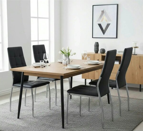 Scaun K209, negru/crom, piele ecologica/metal, 43x54x101 cm