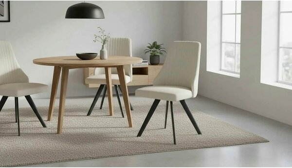 Scaun tapitat K206, alb/negru, piele ecologica/metal, 53X48X87 CM