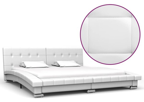 Cadru de pat, alb, 200 x 160 cm, piele ecologică