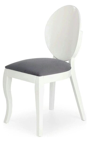 Scaun tapitat Verdi, gri/alb, stofa clasica/lemn de fag, 43X52X90 CM