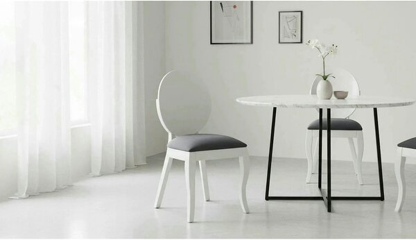 Scaun tapitat Verdi, gri/alb, stofa clasica/lemn de fag, 43X52X90 CM