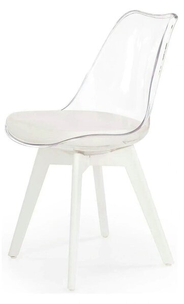 Scaun bucatarie K245, alb/transparent, piele ecologica/policarbonat, 4