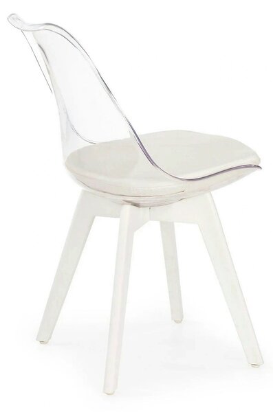 Scaun bucatarie K245, alb/transparent, piele ecologica/policarbonat, 4