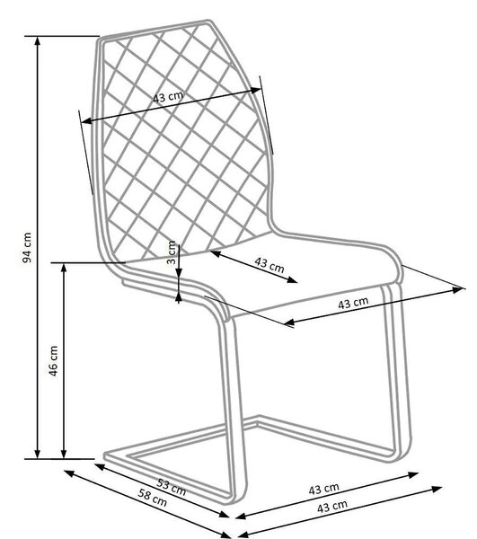 Scaun K265, maro/negru, piele ecologica/metal, 43x58x94 cm