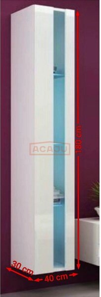 Vitrina VIGO NEW 180, alb, PAL laminat/MDF laminat, 40x30x180 cm