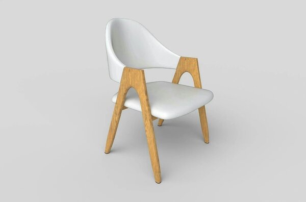 Scaun living piele ecologica K247, alb/stejar, metal, 51x51x80 cm