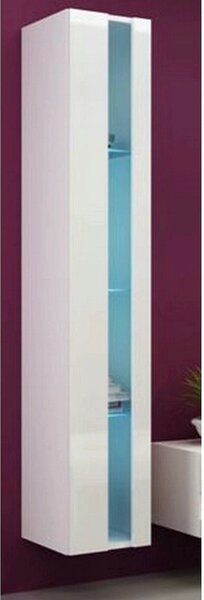Vitrina VIGO NEW 180, alb, PAL laminat/MDF laminat, 40x30x180 cm