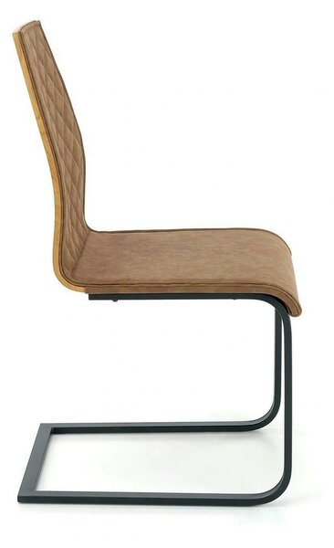 Scaun K265, maro/negru, piele ecologica/metal, 43x58x94 cm