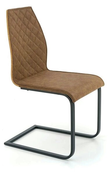 Scaun K265, maro/negru, piele ecologica/metal, 43x58x94 cm