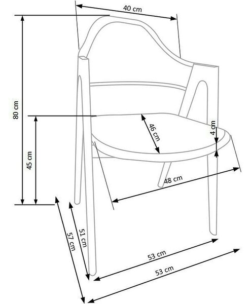 Scaun living piele ecologica K247, alb/stejar, metal, 51x51x80 cm