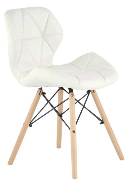Scaune living K281, alb/stejar, piele ecologica/lemn, 48X51X74 CM