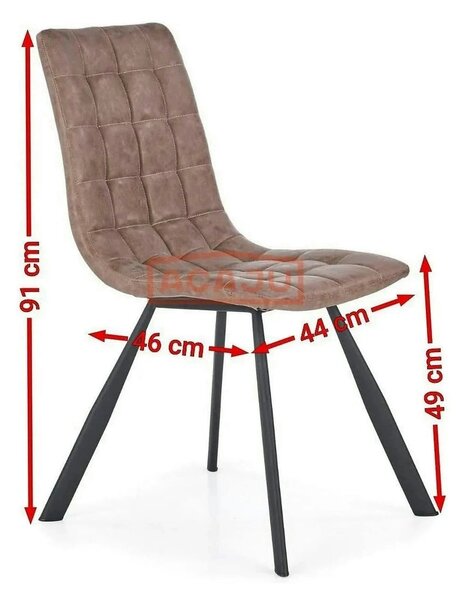Scaun tapitat K280, maro/negru, piele ecologica/metal, 44x46x91 cm