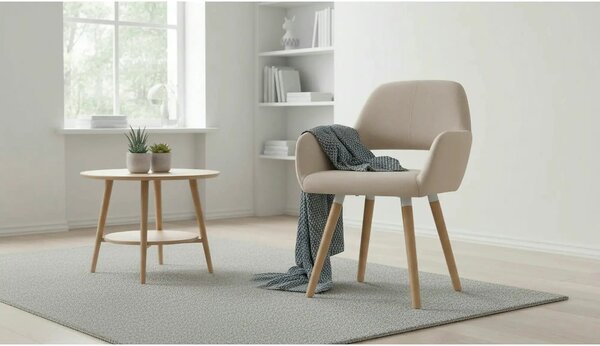 Scaun K283, bej/stejar, stofa clasica/lemn, 56X56X80 CM
