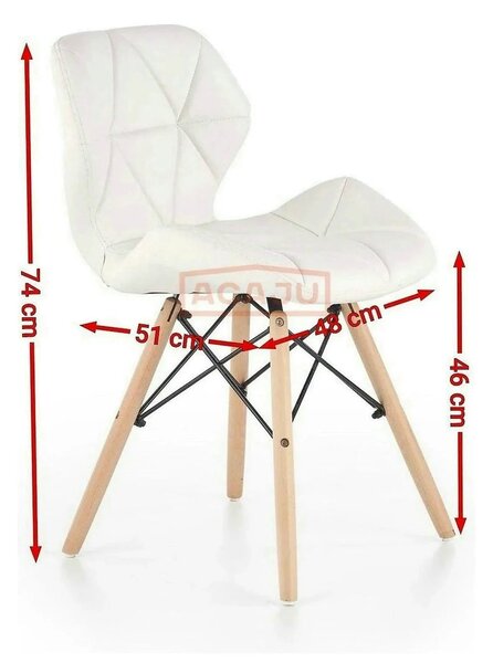 Scaune living K281, alb/stejar, piele ecologica/lemn, 48X51X74 CM