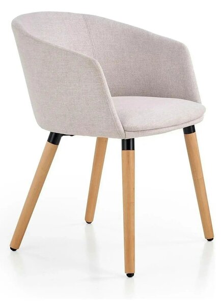 Scaun tapitat living K266, bej/stejar, stofa clasica/lemn, 56X56X72 CM