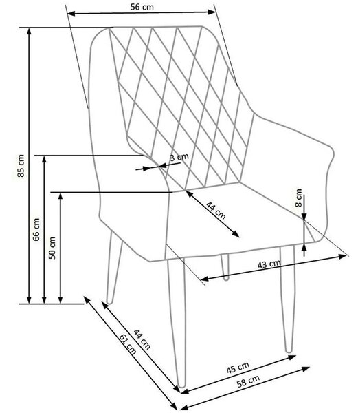 Scaun tapitat K287, bej/stejar, 58x61x85 cm