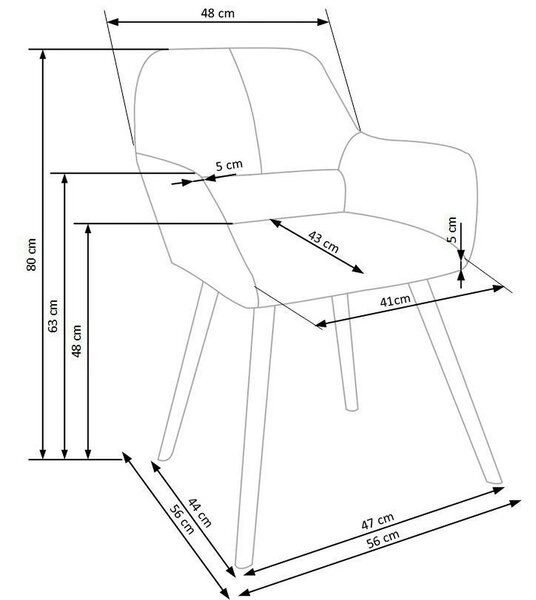 Scaun K283, bej/stejar, stofa clasica/lemn, 56X56X80 CM